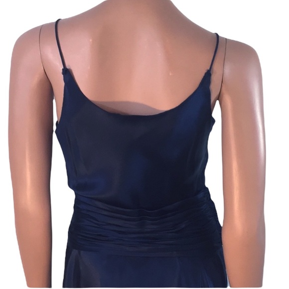 NWT Laundry by Design Silk Satin Navy Blue Twist Front Midi Dress Black Iris S - Picture 3 of 10